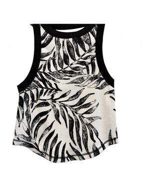 FP Movement Palm Leaf Crop Tank Black White Racerback Top Size Small NWOT